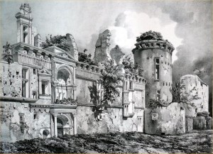 Façade extérieure du Château d'Assier au XIXe siècle