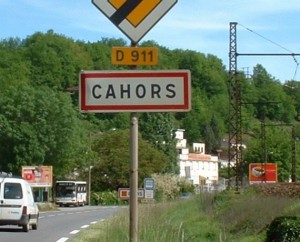 Panneau de la ville de Cahors dans le Lot