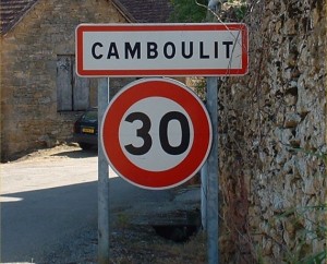 Panneau du village de Camboulit dans le Lot