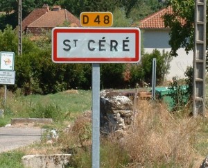 Panneau de la ville de Saint-Céré dans le Lot