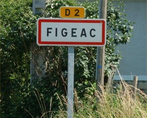 Panneau de la ville de Figeac dans le Lot