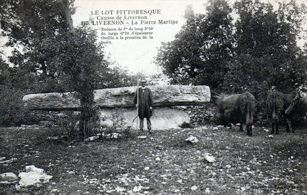 Dolmen de la Pierre Martine à Livernon dans le Lot (Carte ancienne)