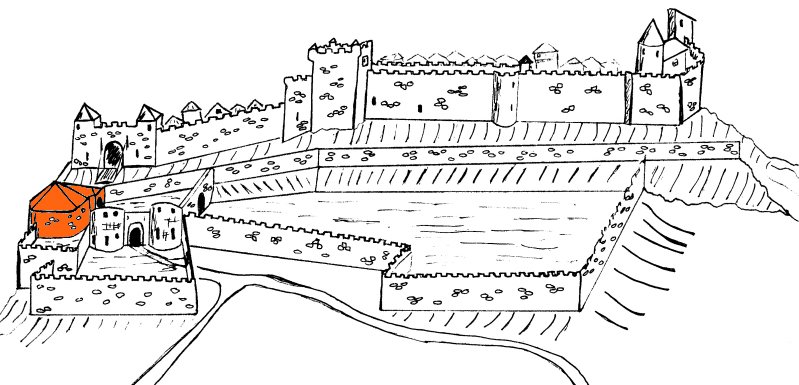 Plan des fortifications de Capdenac-le-Haut dans le Lot au XVIème siècle