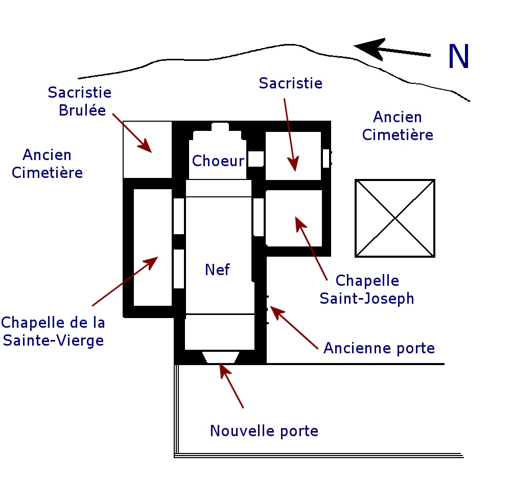 Plan de l'église Saint-Étienne à Calvignac (bourg)