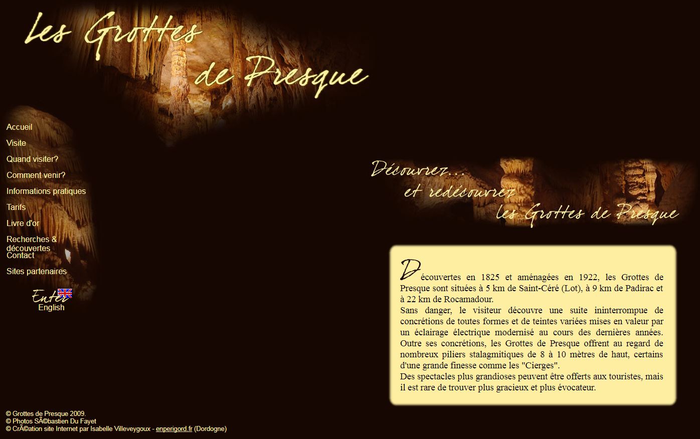 Site Web des Grottes de Presque