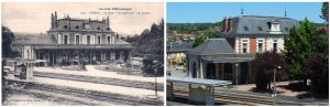 Gare ferroviaire de Figeac dans le Lot - Vue Sud-Ouest - LOT'refois - CPA début XXe - Photo 2013